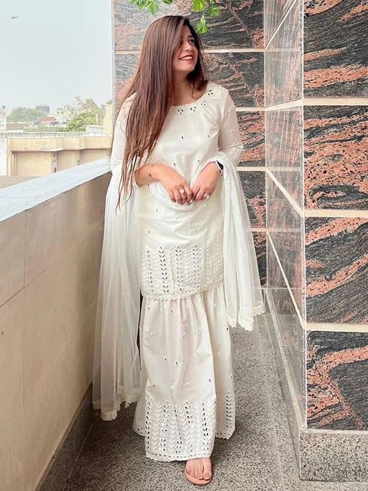 White Colour Bollywood Style Partywear Beautiful Ethnic Dress - KSM PRINTS  - 4194465