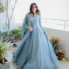Heavenly Aesthetic Partywear Gown For Women In Livid Shade