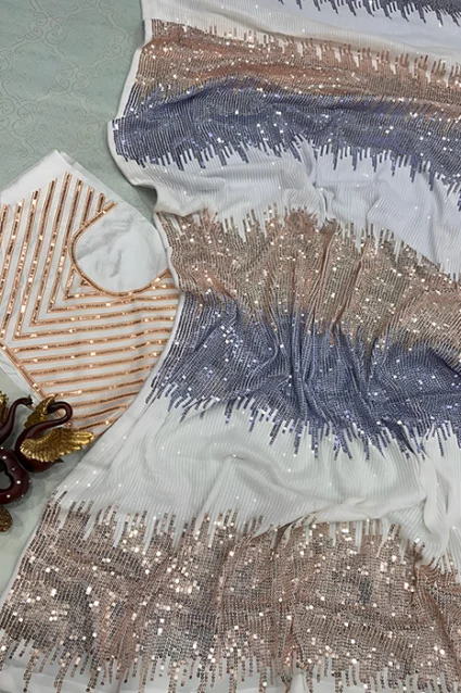 Purple Sparkling Sequin Saree For Cocktails 2023