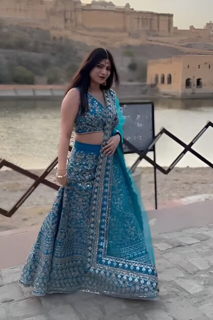 Traditional Imperial Blue Bridal Lehenga Choli