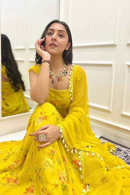 Vibrant Sleeveless Yellow Anarkali Suit Exclusively for Summers
