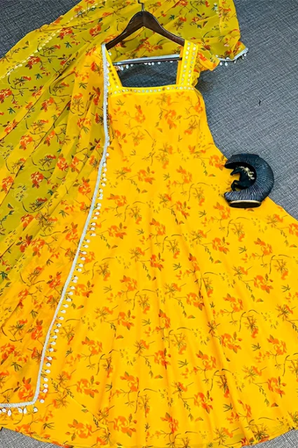 Vibrant Sleeveless Yellow Anarkali Suit Exclusively for Summers