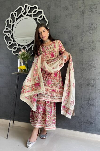 Bollywood Style Fancy Kalamkari Sharara Suit For Women Bollywood Style Fancy Kalamkari Sharara Suit For Women
