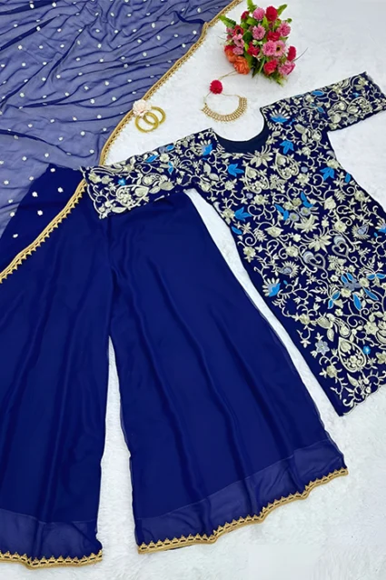 2023 Partywear Royal Blue Palazzo Suit Set 2023 Partywear Royal Blue Palazzo Suit Set