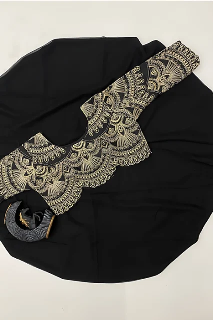 Buy Black Saree With Designer Blouse For Mocktail Parties