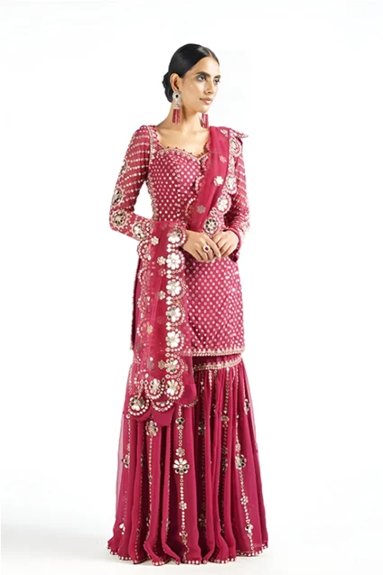 Buy Partywear Red Sharara Suit With Dupatta For Girls Buy Partywear Red Sharara Suit With Dupatta For Girls