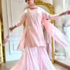 Buy Partywear Sharara Suit With Dupatta In Lucknowi Chikankari