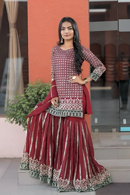 Buy Red Gharara Suit For Newly Wed Brides 2023 Buy Red Gharara Suit For Newly Wed Brides 2023