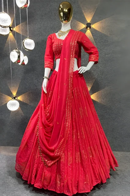 Latest Crimson Red Bridal Lehenga Choli