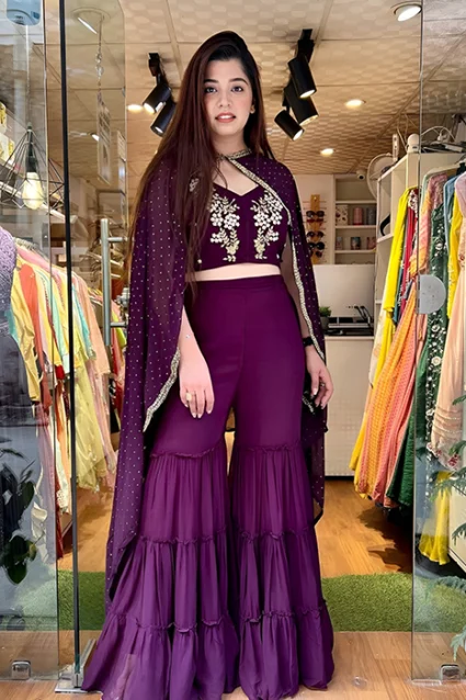 Latest Indo Western Partywear Sharara Set For Perfect Sangeet Look Latest Indo Western Partywear Sharara Set For Perfect Sangeet Look