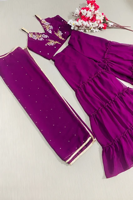 Latest Indo Western Partywear Sharara Set For Perfect Sangeet Look Latest Indo Western Partywear Sharara Set For Perfect Sangeet Look
