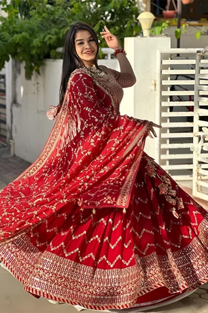 Latest Red Bridal Lehenga Choli Set For Wedding With Price
