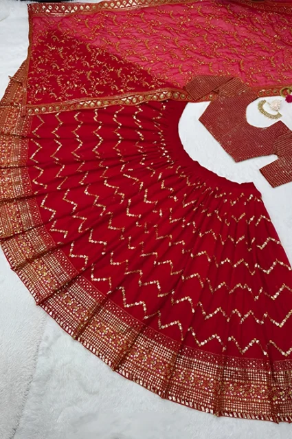 Latest Red Bridal Lehenga Choli Set For Wedding With Price
