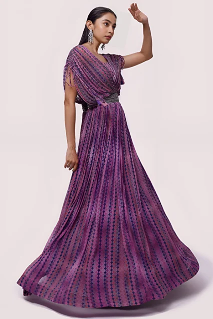 Magnificent Western Gown With Fancy Waistbelt For Girls