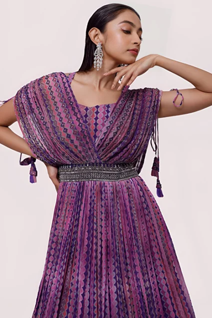 Magnificent Western Gown With Fancy Waistbelt For Girls