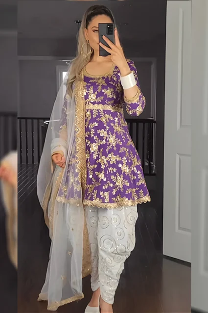 Mauve Color Patiala Punjabi Suit For Sangeet With Price Mauve Color Patiala Punjabi Suit For Sangeet With Price