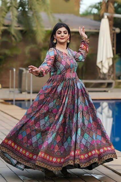 Multicolored Indian Evening Gown For Women 2023