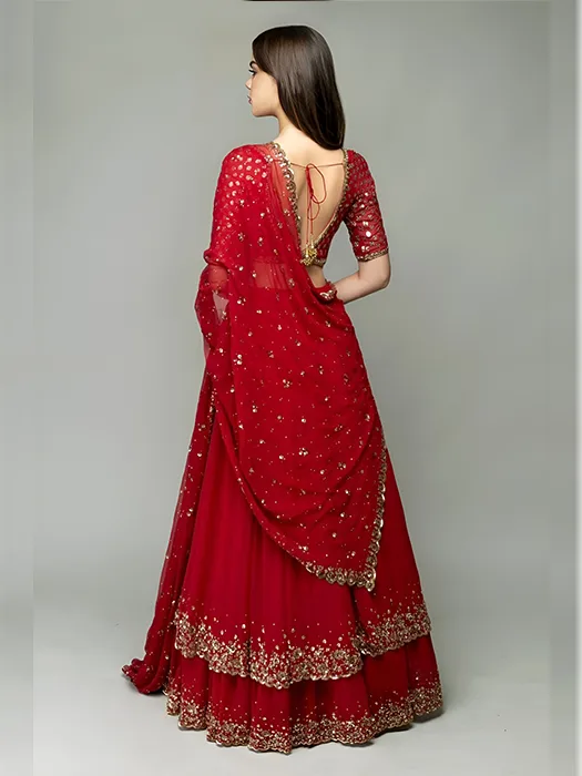 Red Embroidered Party Wear Art Silk Lehenga Choli TDS4948 – TheDesignerSaree