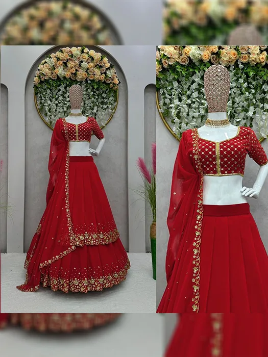 Wedding wear red georgette printed lehenga choli - G3-GCS0841 |  G3fashion.com