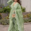 Pista Green Chikankari Sharara Suit With Real Mirrorwork Dupatta