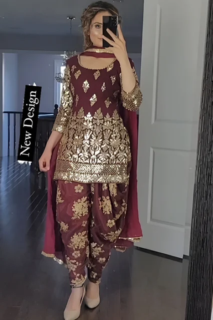 Red Punjabi Patiala Suit With Dupatta For New Brides Red Punjabi Patiala Suit With Dupatta For New Brides