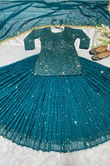 Sea Green Lehenga Design For Wedding Online Shopping