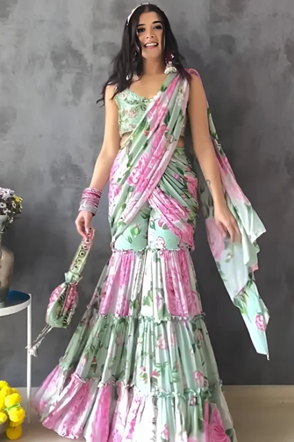 Sharara Style Fancy Saree Design For Online Shopping Sharara Style Fancy Saree Design For Online Shopping