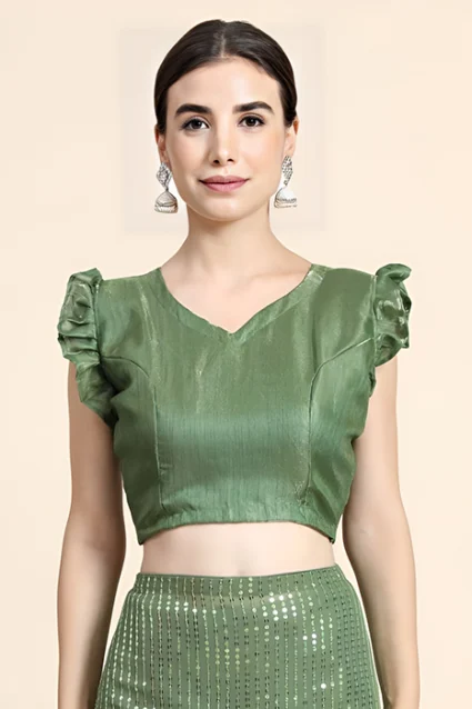 Shop Latest Farewell Ready Pista Sequence Saree