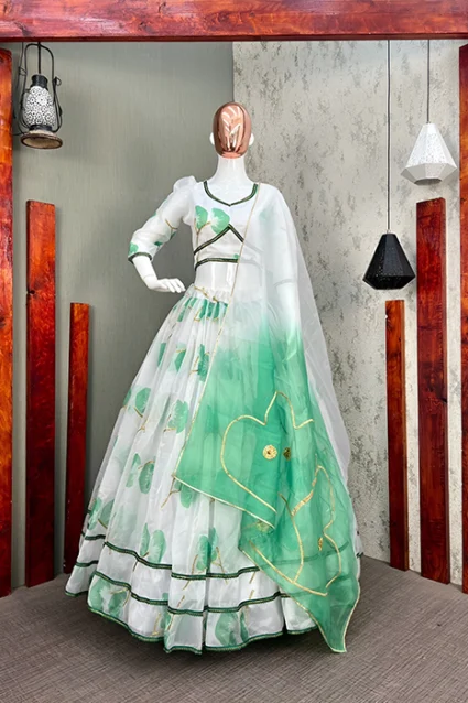 Snowy White Organza Lehenga With Choli For Bridesmaid