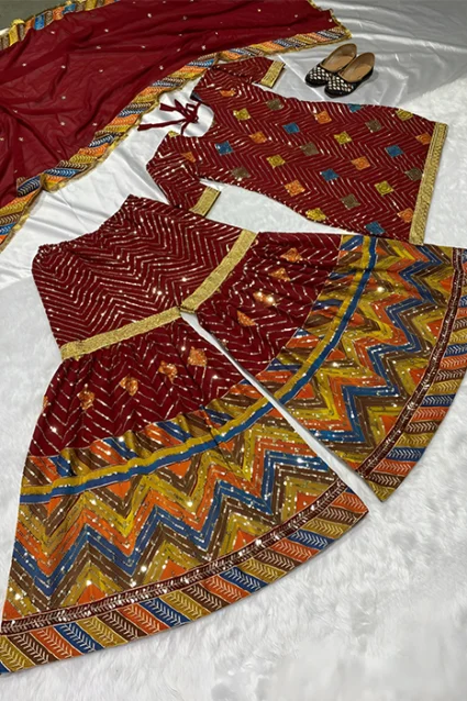 Wedding Special Maroon Sharara Dress Design For Girls Wedding Special Maroon Sharara Dress Design For Girls