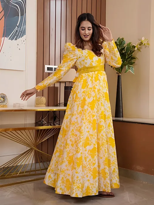 Adorable Looking Haldi Ceremony Special Gown - Absolutely Desi