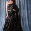 Bollywood Sanjana Sanghi Style Black Sequence Saree For Farewell Party