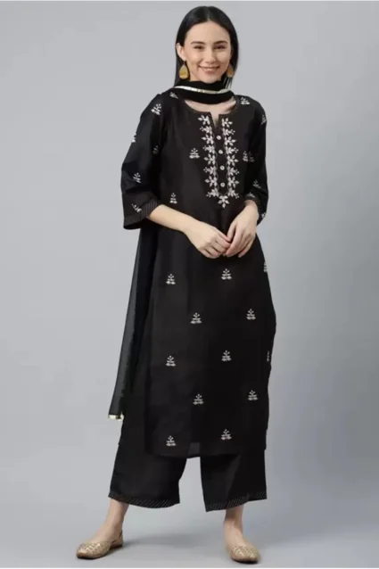 Buy Elegant Black Kurta And Pant Set For Women