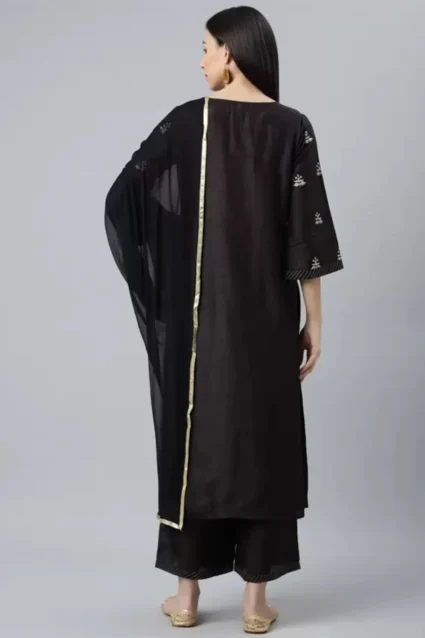 Buy Elegant Black Kurta And Pant Set For Women