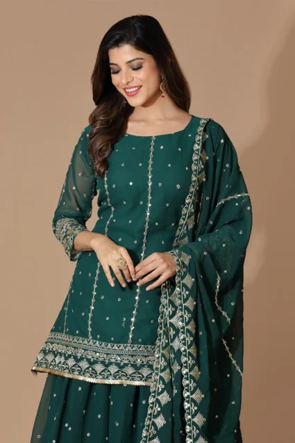 Buy Green Sharara Suit With Traditional Motifs For Eid 2023 Buy Green Sharara Suit With Traditional Motifs For Eid 2023