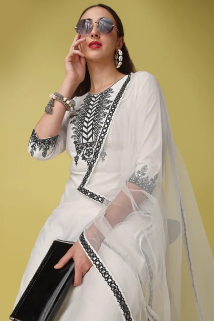 Embroidered Partywear Kurti Set For Online Shopping