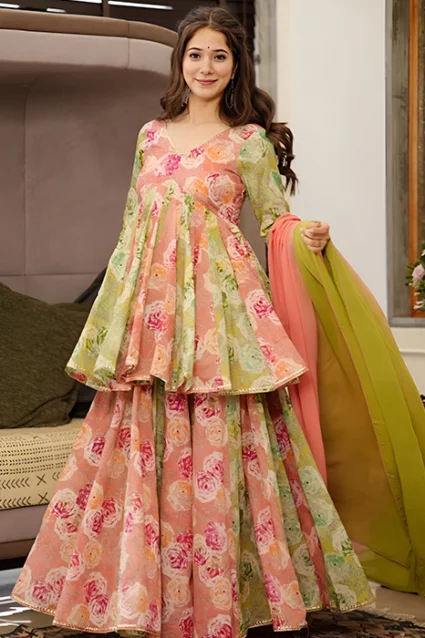 Forever Ethnic Partywear Sharara Suit Set For Girls Forever Ethnic Partywear Sharara Suit Set For Girls