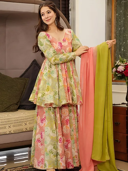 Designer Partywear Sharara Suit-Paradise at Rs.2999/Piece in surat offer by  Gujju Fashion