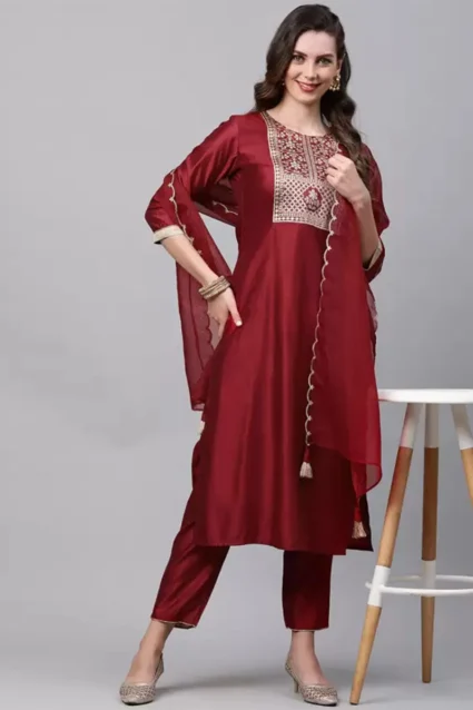 Gorgeous Red Kurta Palazzo Set For Newly Wed Women