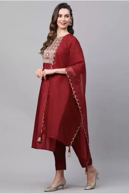Gorgeous Red Kurta Palazzo Set For Newly Wed Women