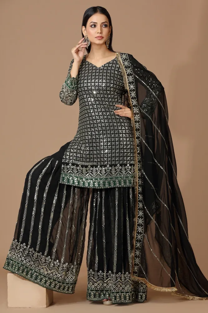 Beautiful Embroidery Party wear Kids Top Sharara dress – mahezon