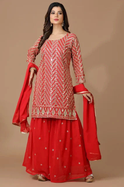 Latest Red Bridal Sharara Suit For Women With Price Latest Red Bridal Sharara Suit For Women With Price