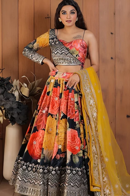 Latest Sangeet Wear Lehenga Choli With Designer Koti 2023