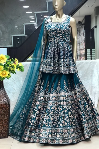 Most Desired Embroidered Lehenga Choli Set In Blue Color