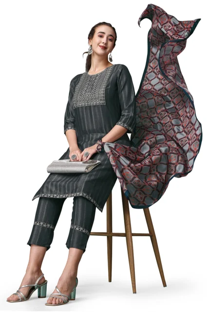 Office Wear Grey Kurta Set Design For Girls