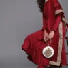 Partywear Red Chinon Plain Kurti Set For Newly Wed Brides