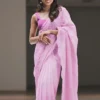Shop Latest Designer Baby Pink Sequence Saree For Freshers Party