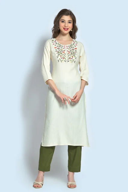 Women's Rayon Blend Embroidered Kurti For Office