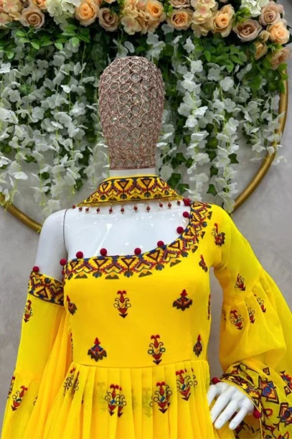 Bright Yellow Embroidered Top With Palazzo And Dupatta