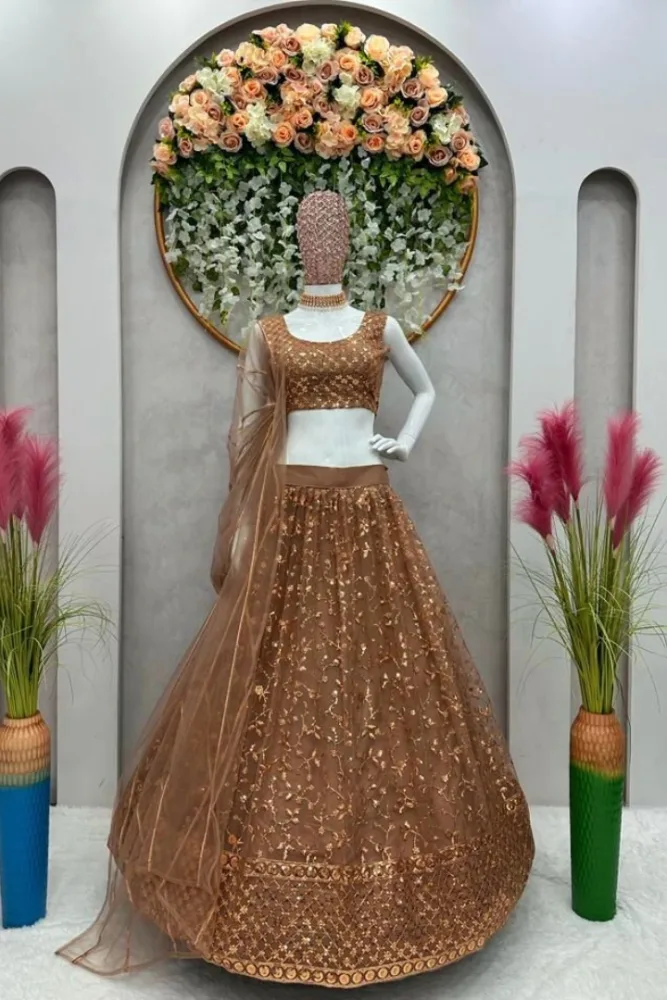 Yellow Bridal Reception Lehenga Choli Set Fully Embroidery Work SFZ973 –  ShreeFashionWear